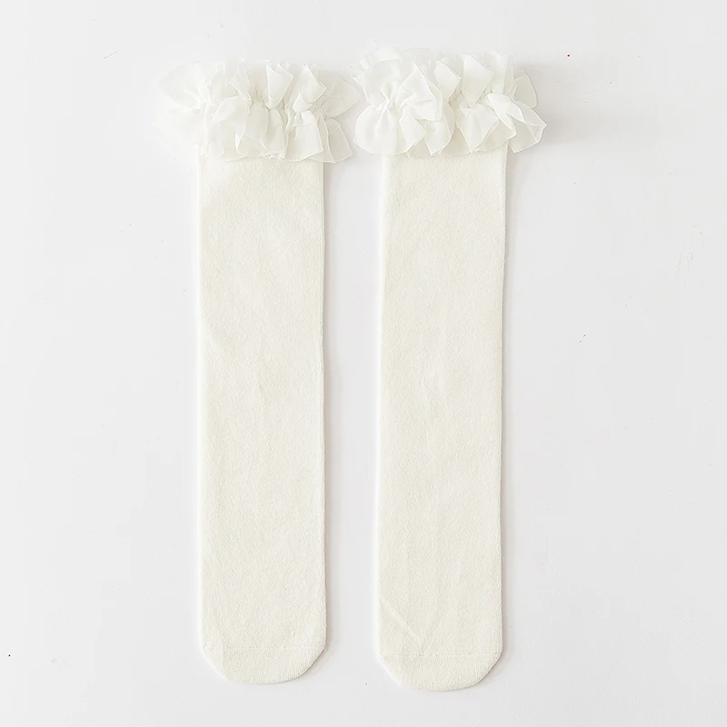 Весенне-осенние кружевные носки с рюшами для девочек милые Хлопковые гольфы принцессы на Рождество для девочек, От 3 до 8 лет