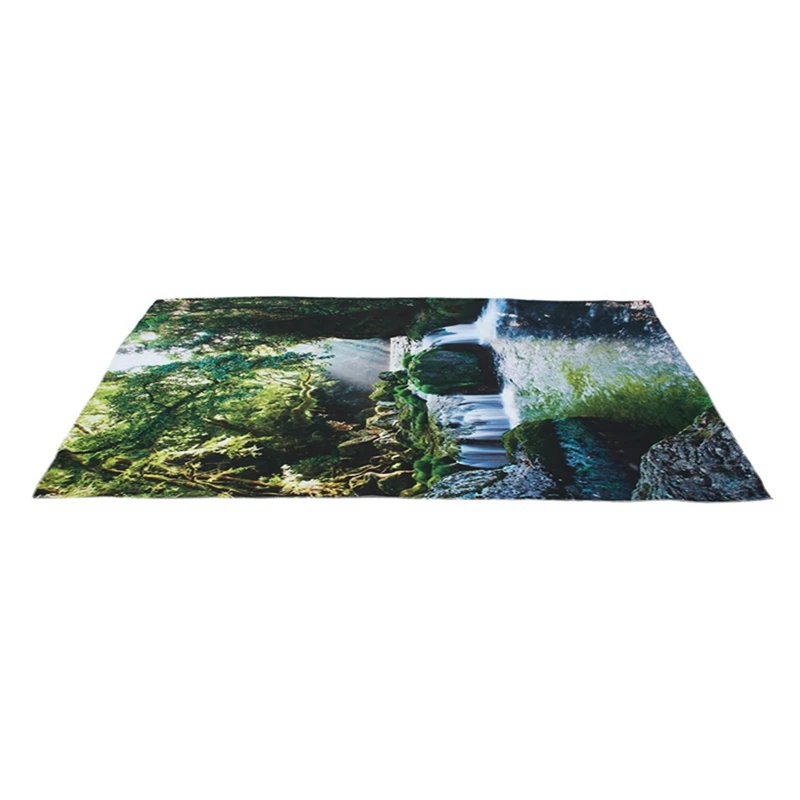 1pcs Green Tapestry Rainforest Waterfall Decor, Green with Rocky Waterfall Pond Runoff Scenic Nature Picture Wall Hanging Tapest