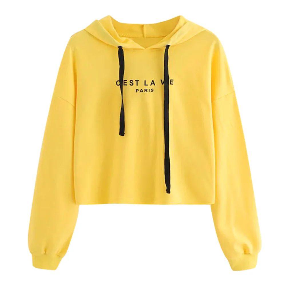 JAYCOSIN Fashion Women Casual Simple Sweatshirt Letter Long Sleeve Comfortable Popular Solid Color Soft Sweatshirt Blouse Tops