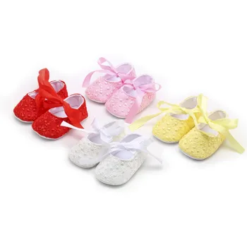 

Baby Girls Lace Embroidered Lace-Up Princess Shoes Infant Newborn Anti-slip Soft Sole Shoesdropshipper