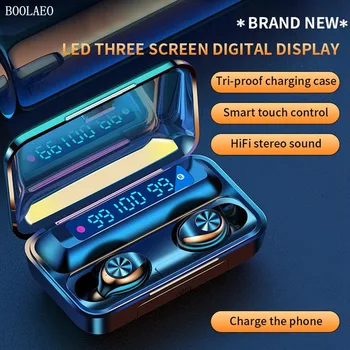 

TWS B2 Bluetooth 5.0 Headphones 2200mAh Charging Box Wireless Earphones Stereo Sports Waterproof IPX7 Earbuds Headsets Mic touch