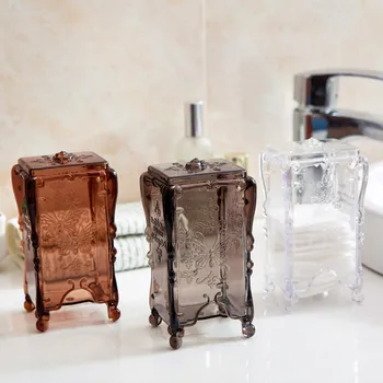 

Desktop Cosmetic Cotton Storage Box Plastic Transparent Box Creative European Cosmetics Storage Finishing Box