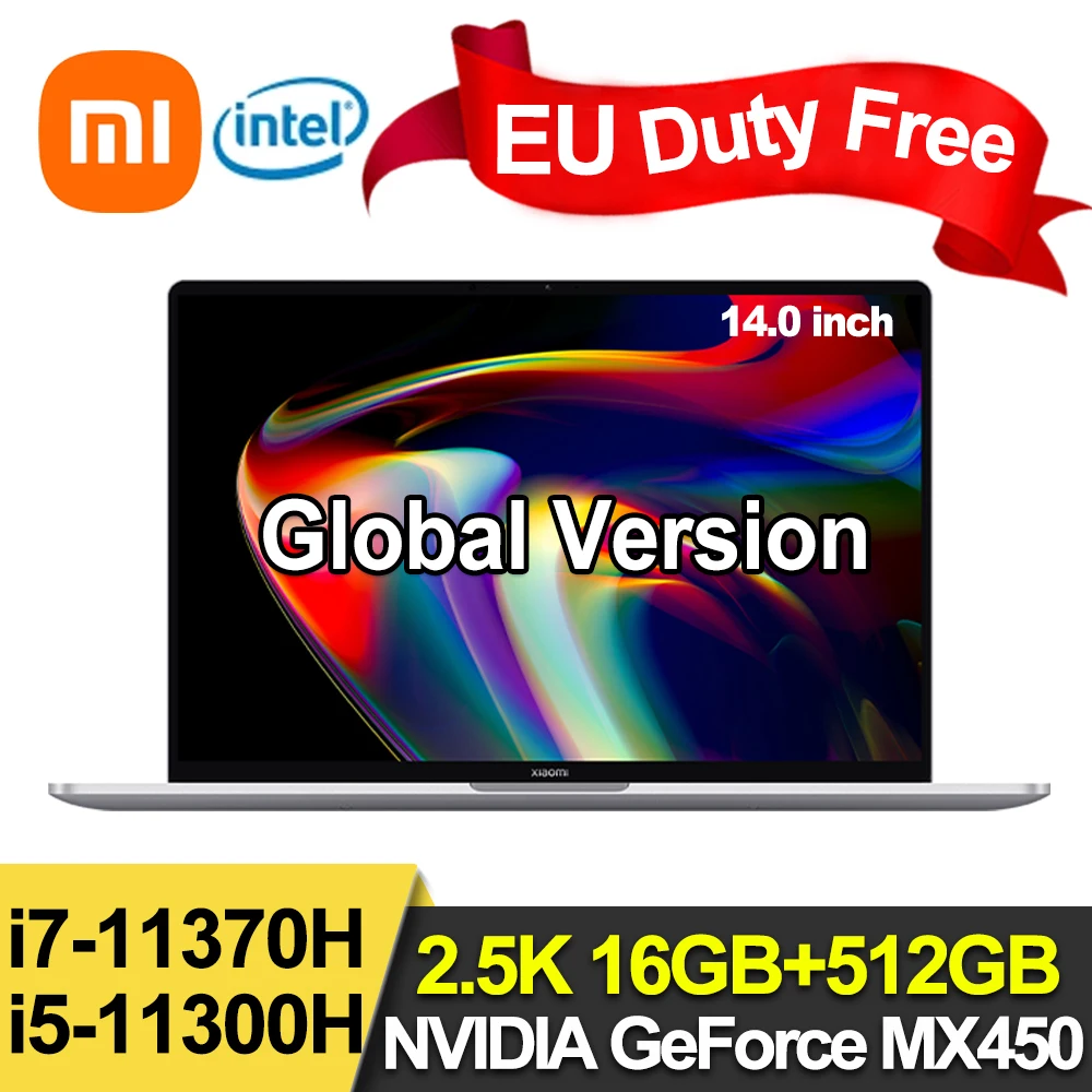 Оригинальный ноутбук Xiaomi Mi Notebook Pro 14 дюймов Φ MX450 2 5 K экран 120 Гц win10 офисный