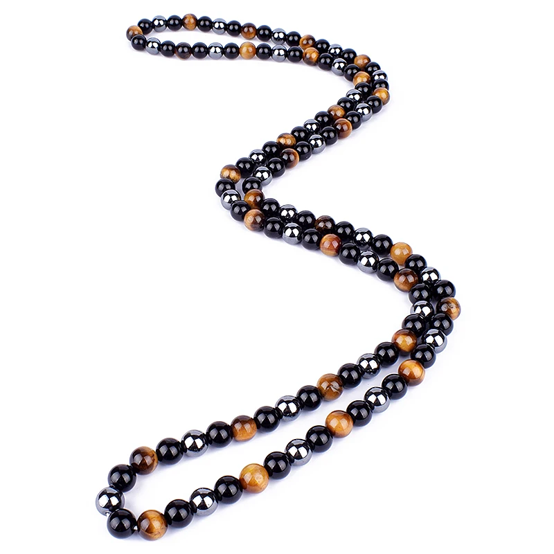Fashion Necklace Hematite Obsidian Tiger Eye Beads for Men Women