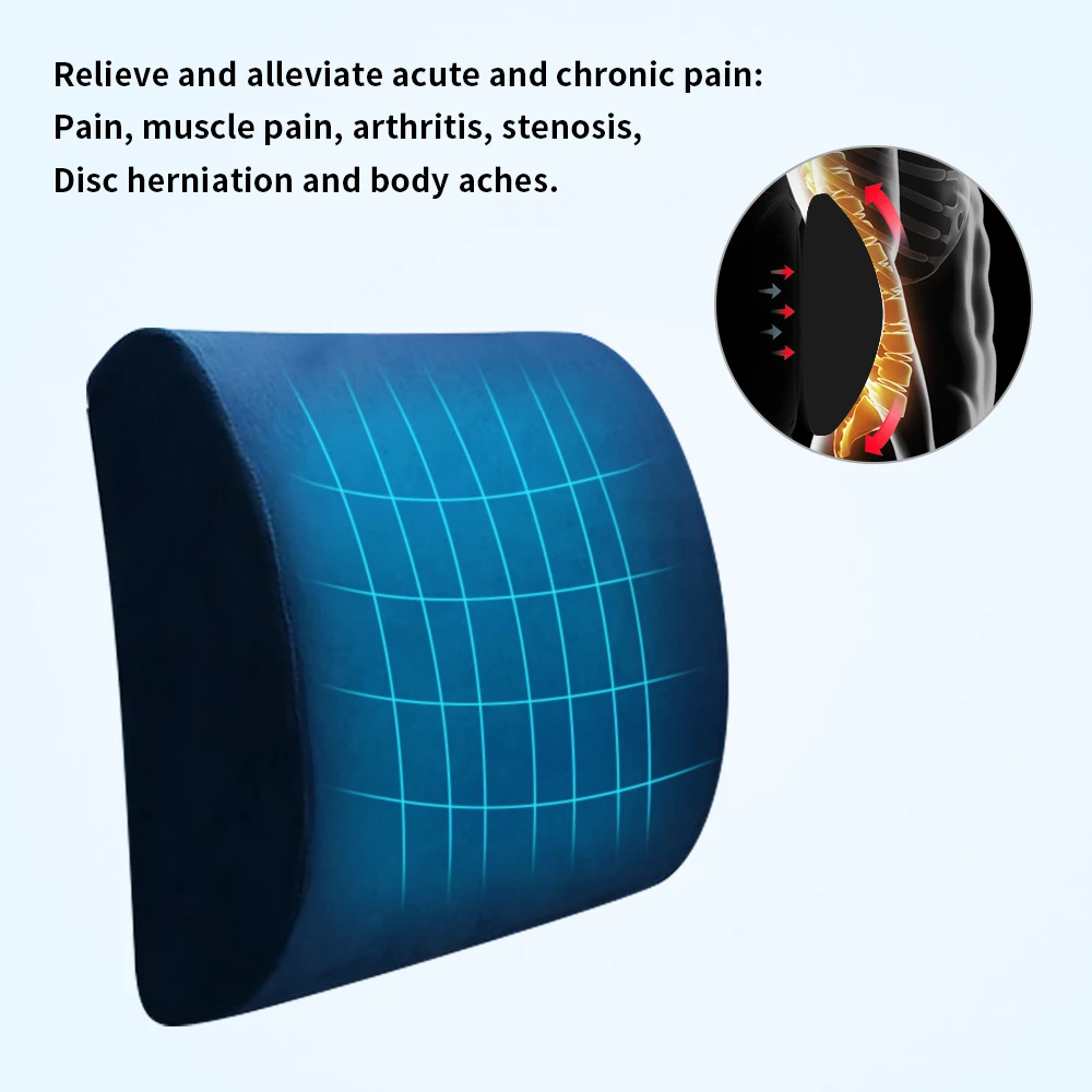 Car Memory Foam Breathable Healthcare Lumbar Cushion Back Waist Support Travel Pillow Car Seat Home Office Pillows Relieve Pain