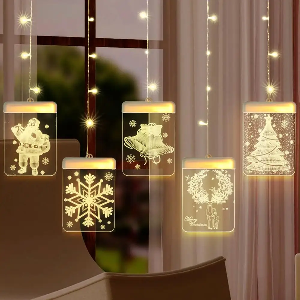 

HUIRAN LED Curtain Lights Merry Christmas Decorations for Home Decor 2020 Navidad Noel LED Fairy Lights Christmas New Year 2021