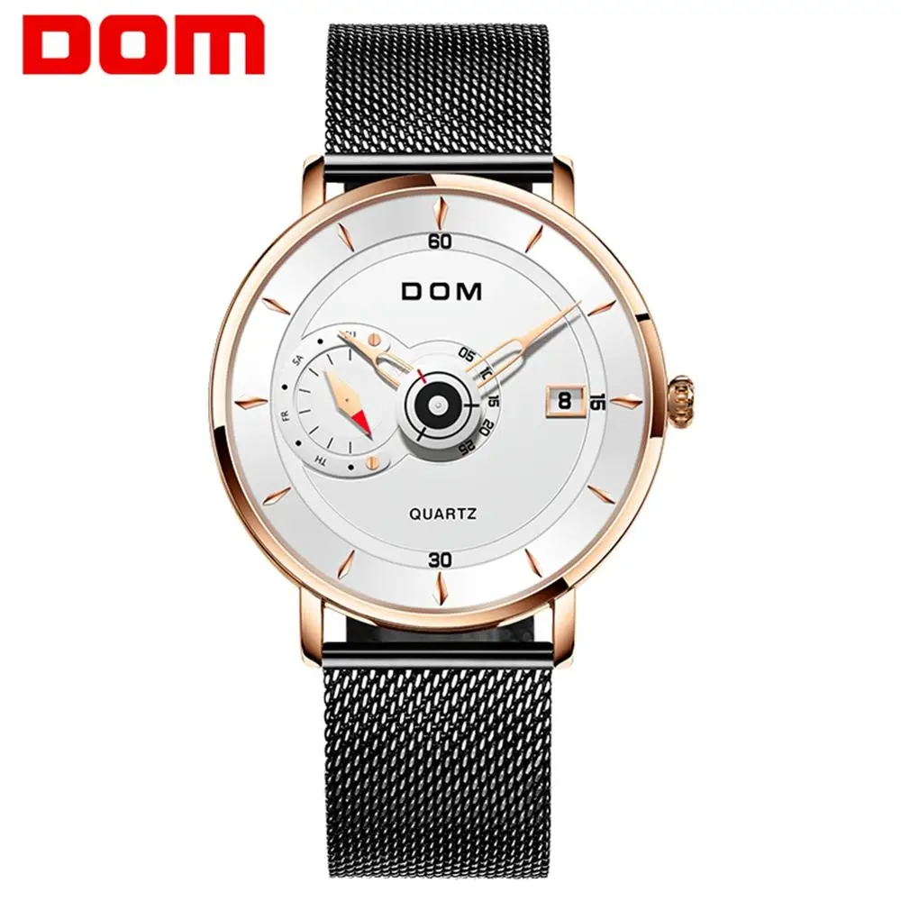 

DOM New Sport Mens Watches Top Brand Luxury Full Steel Quartz Clock Waterproof Big Dial Watch Men Auto Male Wristwatch