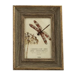 Vintage Wooden Photo Frame - Retro Landscape & Portrait Display for Photos or Posters, Wedding & Anniversary Keepsake, Fits 6 and 7 Photos (Dragonfly)