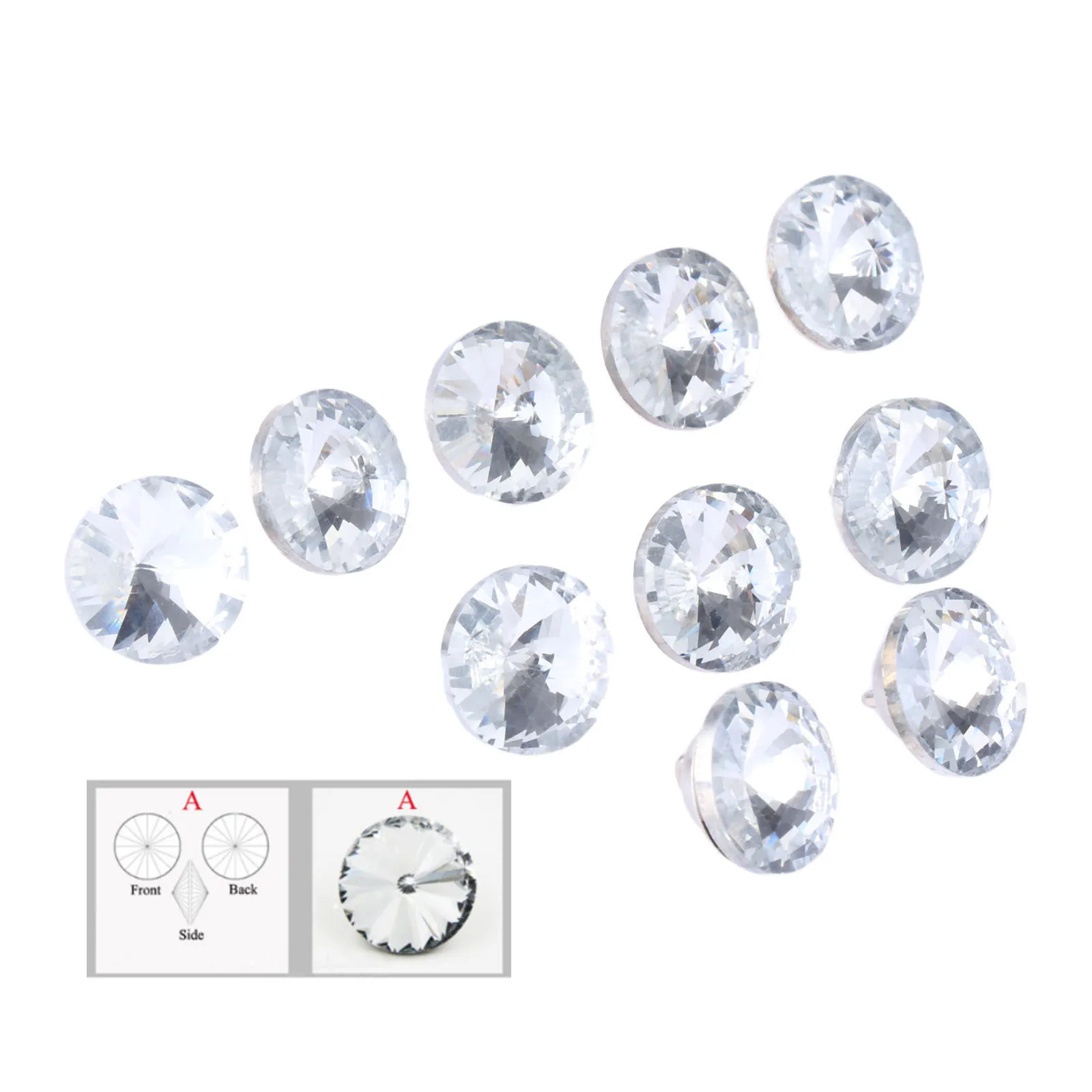 

10Pcs Diamond Crystal Rhinestone Upholstery Button 14mm Dia Sofa DIY Diamond Upholstery Headboard Buttons Sewing Accessories