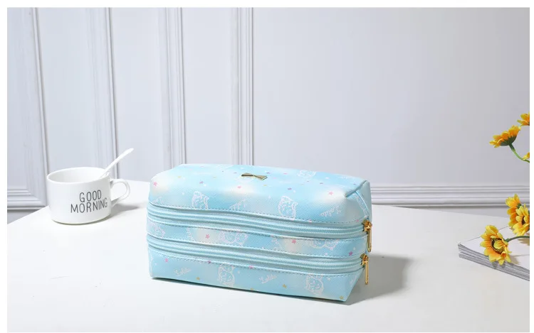 Speed-a New Style Cartoon Printed Travel Double Layer Cosmetic Bag Storgage Bag Wash Bag Supplies Cosmetics Case