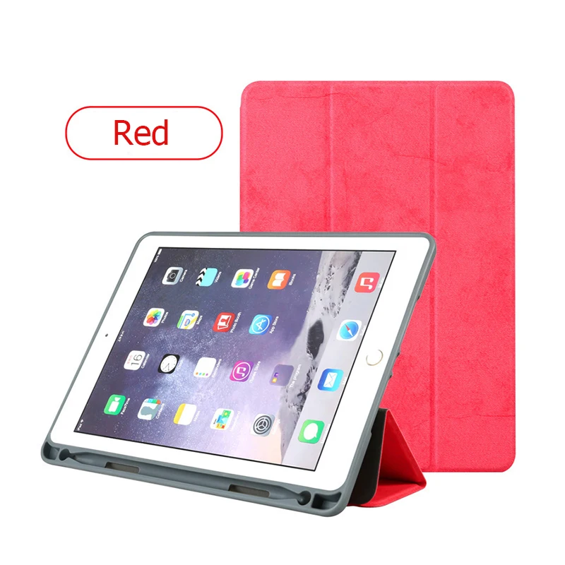 Чехол из искусственной кожи для iPad 7th Gen 10,2 дюймов A2197 планшет с карандашом Держатель подставка чехол Авто Режим сна/Пробуждение ТПУ Защита HY003 - Цвет: Red