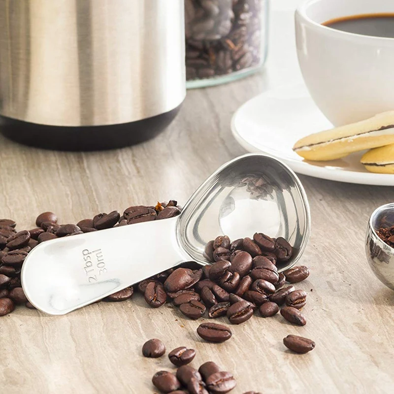 Measuring Spoons Coffee Scoop Short Handle 304 Stainless Steel Tablespoon Measuring Spoon 2Pcs(2Tbsp-30Ml) for Baking or Coffee