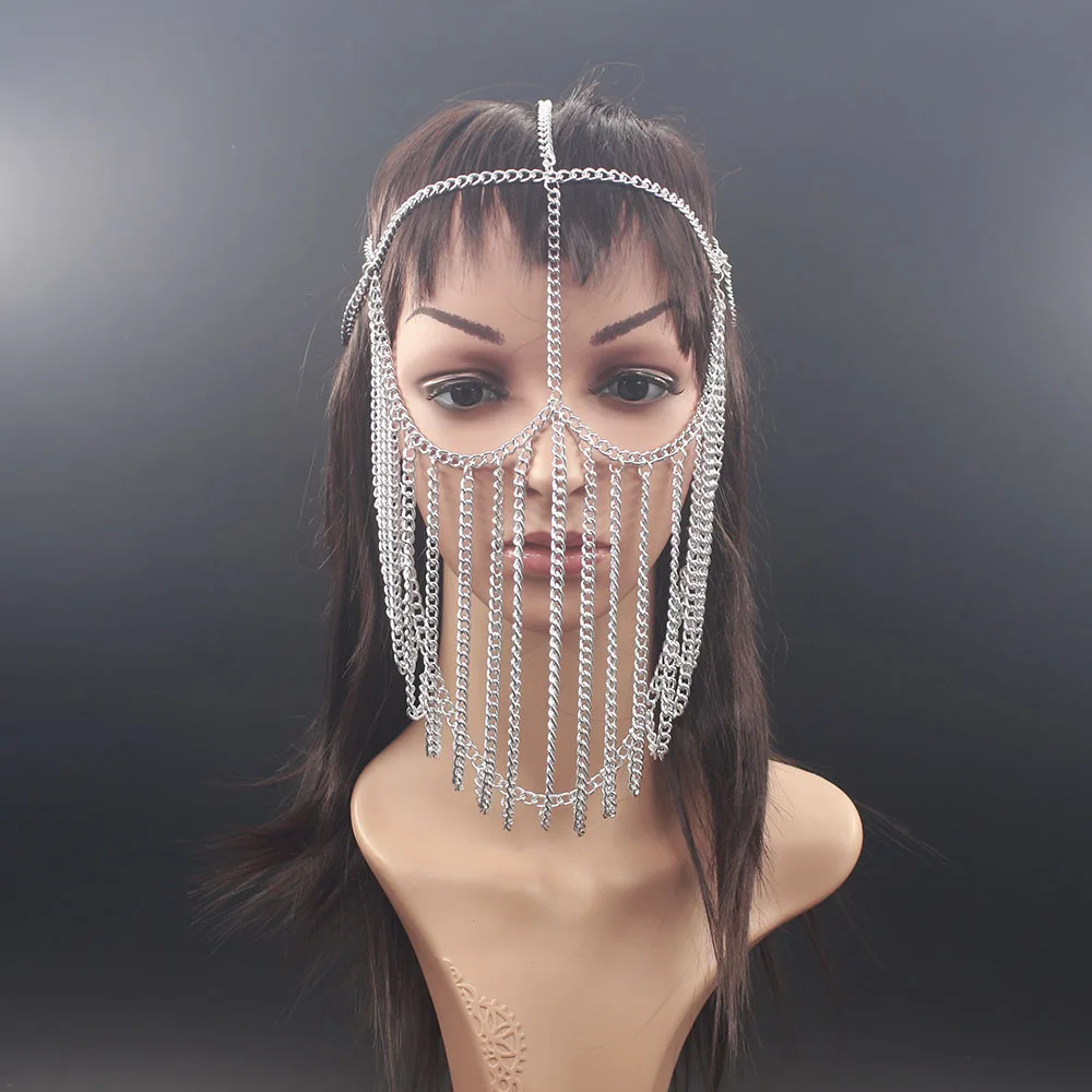 Модная Роскошная цепочка для лица золотого цвета металлическая Длинная кисточка