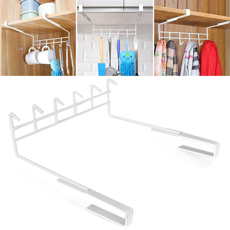 Cabinet Iron Free Punching Kitchen Cabinet Wall Hooks Hanging Storage Racks Save Space Holder 2020 New