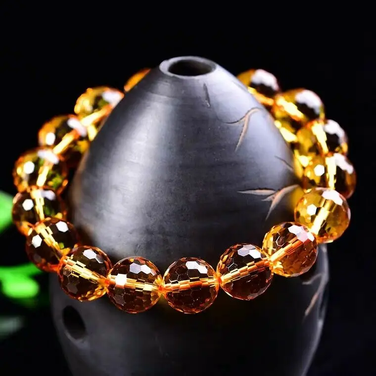 Braccialetto Elastico Con Perline 8mm Di Citrino Grezzo E Pietra Di Luna - Portafortuna Ricchezza, Energia Positiva, Spirituale - Regalo Donna