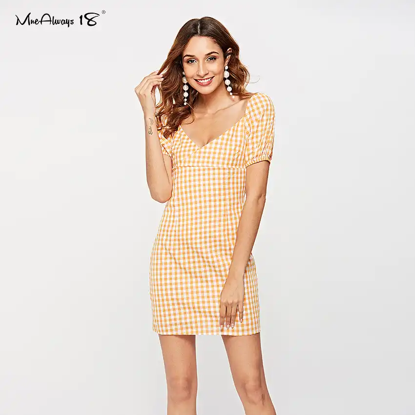 yellow gingham dress womens