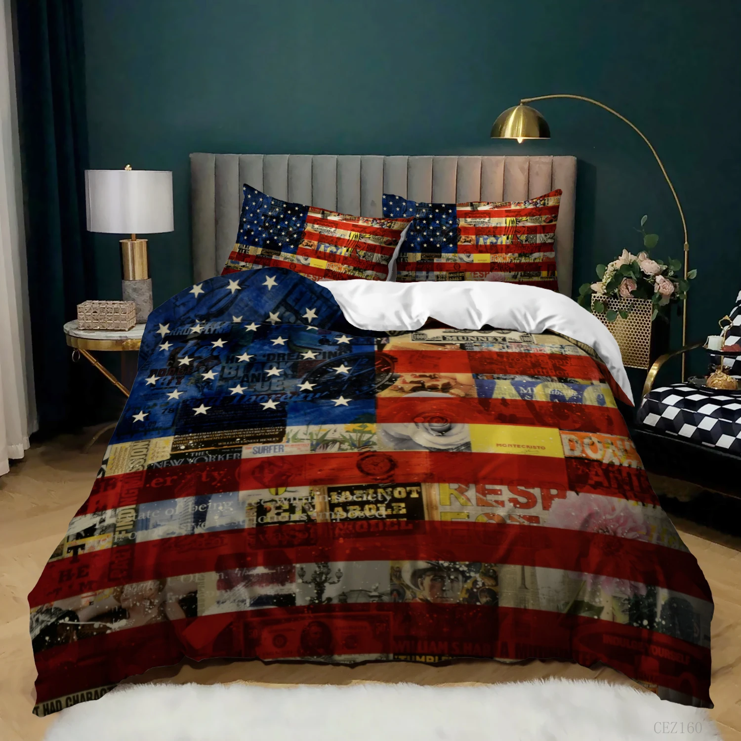 Modern 3D American National Flag Bedding Set Duvet Cover Pillowcase Bed Sets Home Textile Quilt Bedclothes Queen King | Дом и сад