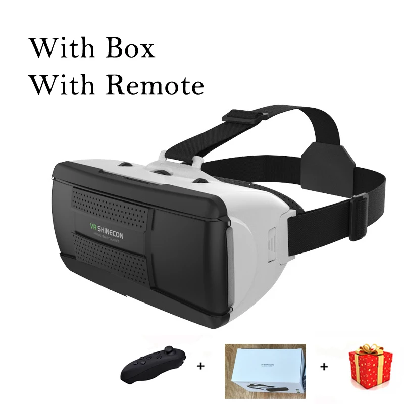 VR Shinecon G06B 3 D шлем Viar 3D очки Виртуальная реальность гарнитура шлем очки линзы для телефона смартфон кино очки комплект - Цвет: With Box With Remote