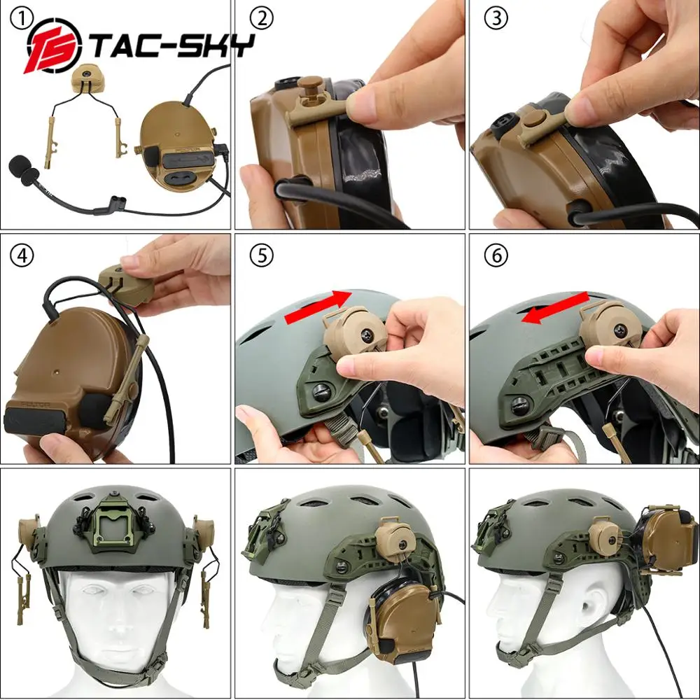 TAC-SKY COMTAC II тактическая гарнитура peltor comtac ii+ tactical ptt u94ptt+ ARC OPS-CORE адаптер для шлема