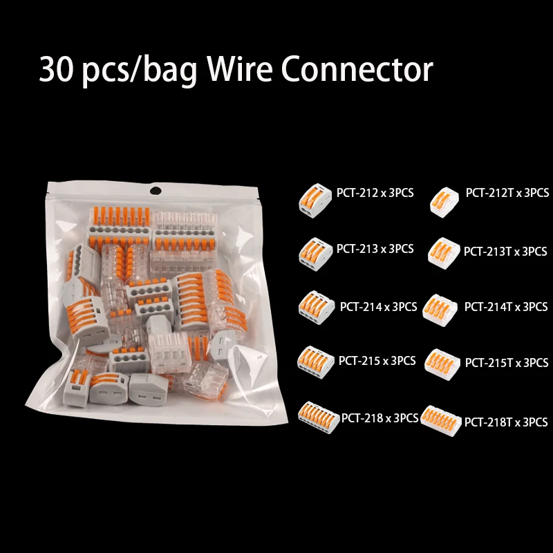 PCT-213MT MIX(30PCS) 10 Вт, 30 Вт, 50 шт./пакет 222 PCT-212-218 Мини Быстрый провод разъема Универсальный Компактный соединитель проводки пуш-ап-в клеммной колодки, для детей от 2 до 8 лет P Укрась свою - Цвет: PCT-213MT MIX(30PCS)