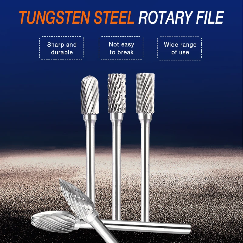 10pcs tungsten steel grinding head tungsten carbide burrs sets mini drill diamond burs material tungstenio dremel accessories