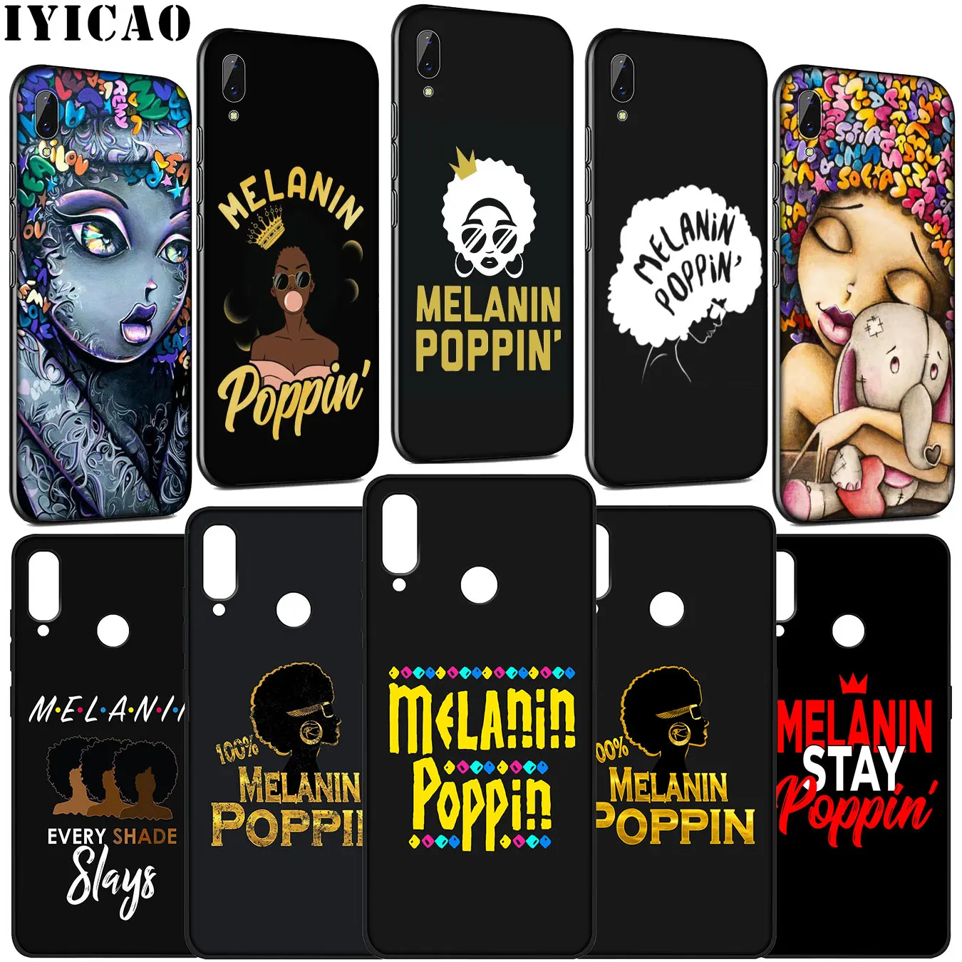 Мягкий чехол для телефона 2bunz Melanin Poppin Aba Girl Для Huawei Y9 Y7 Y6 Prime 2019 2018 Honor 20 10 9 9X 8C 8X 8 Lite 7C