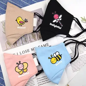 

Cartoon Bee Bird Cotton Children Kids Anti Haze Dust Comfortable Face Mouth Mask Wind and dust resistance against fast shipments