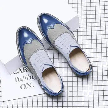 

Men Vintage Casual Leather Brogue Shoes Lace Up Casual Shoes Dress Shoes Brogue Shoes Spring Classic Male Casual F108
