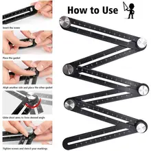 

Tile Hole Locator Folding Ruler Multi Angle Ruler Woodworking Gauge Measuring Tools Slide Ruler Adjustable Tool