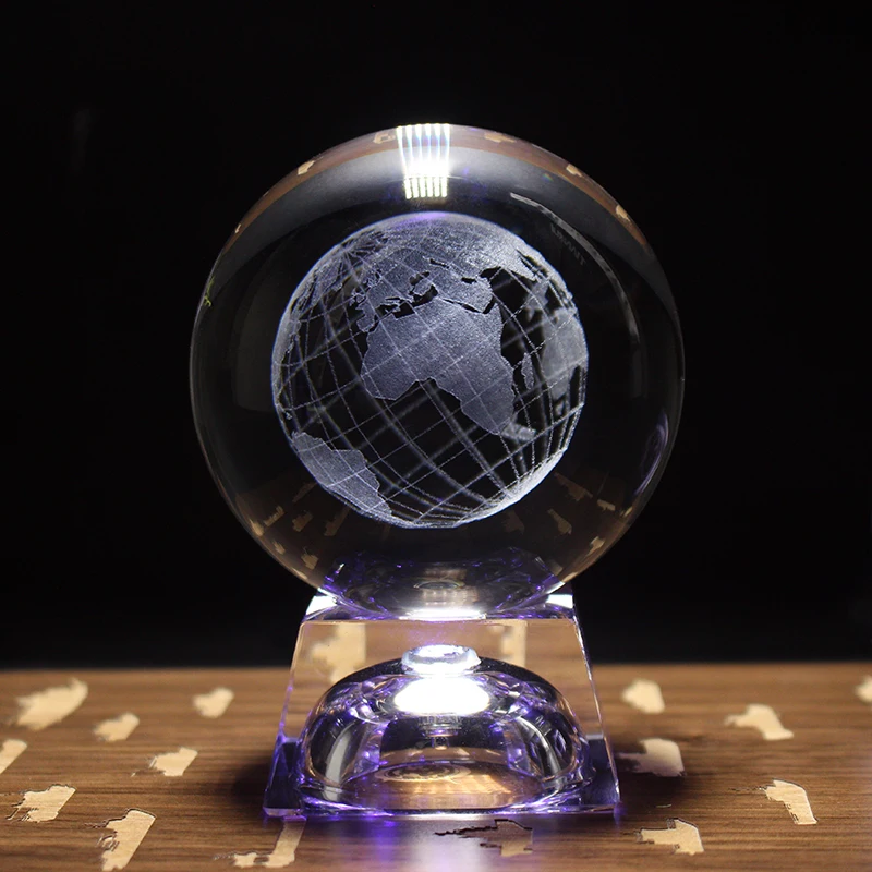 3D Хрустальный шар с лазерной гравировкой миниатюрный стеклянный подставка для