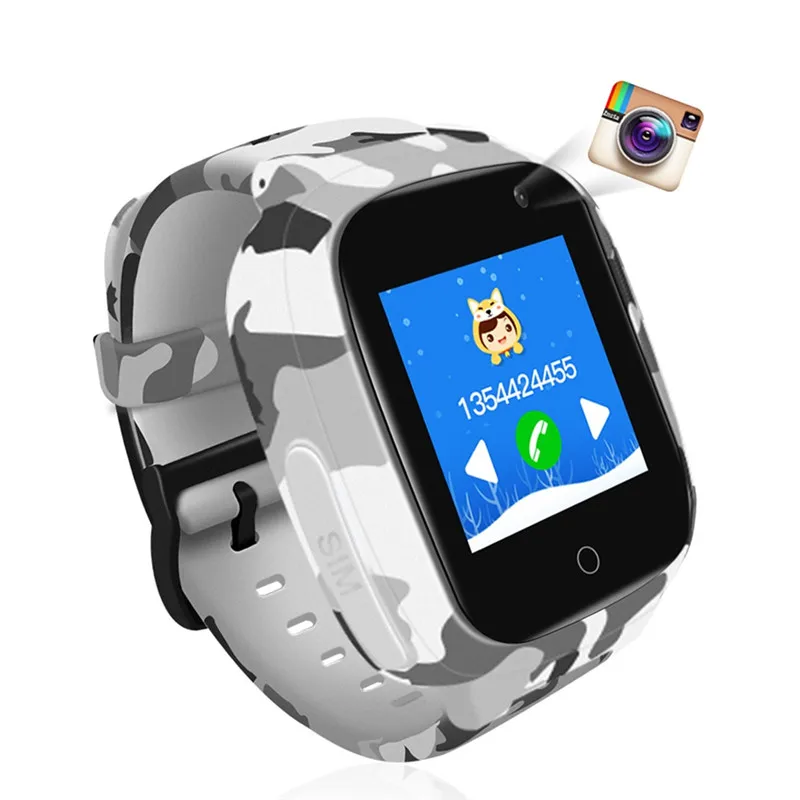 Смарт-часы детские gps Wifi Smartwatch IP67 водонепроницаемый с трекером LBS позиционирование SOS Поддержка видео для детей - Цвет: Camouflage