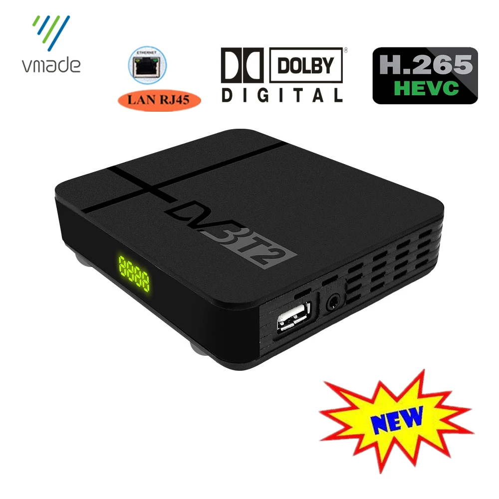 Горяч-продавая Чешский DVB T2 эфирный приемник полный декодер формата HD ТВ тюнер Поддержка RJ45 сети H.265 Dolby YOUTUBE IPTV Set-top box