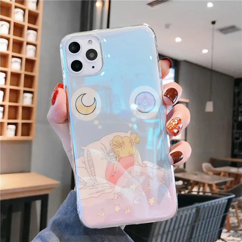 Кавайный японский аниме Сейлор Мун Луна кошка чехол для телефона для iPhone 11 Pro 6 6s 7 8 Puls X Blu-Ray лазер силиконовый мягкий чехол