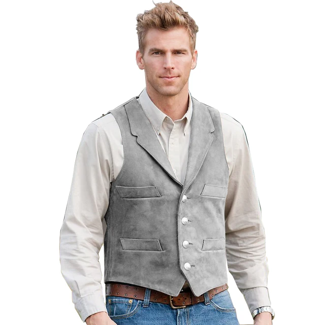 Men's Suede Suit Vest Steampunk Style 