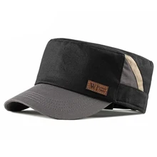 Новейшая хлопковая дышащая уличная Солнцезащитная военная шляпа для отдыха большого размера с плоским верхом, Лоскутная Регулируемая Солнцезащитная шляпа