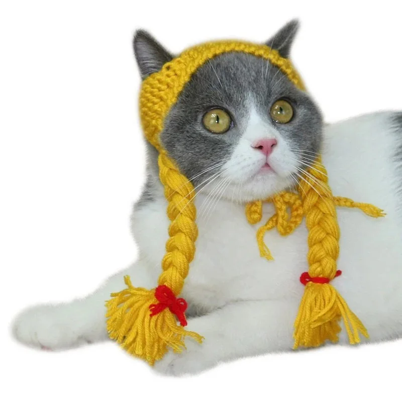 Домашнее животное кошка и собака шляпа Зимняя теплая вязаная шляпа для животных холодная защита теплая Милая шляпа для животных Рождественская шляпа оленьи рога шляпа для животных