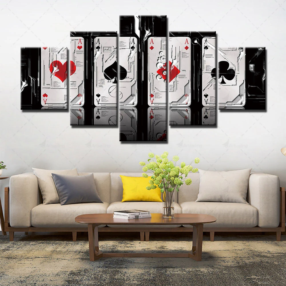 Modular Hd Printing Playing Cards Pictures Home Decoration Painting 5  Pieces Canvas Poster Framework Wall Art For Living Room - Painting &  Calligraphy - AliExpress