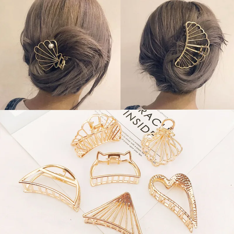

1Pcs Vintage Seashell Mental Claw Hair Clips Fashion Hair Accessories for Women Modern Stylish Hair Bun Maker Pony Tail Holder