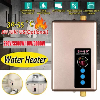 

Electric Water Heater Instant Mini Tankless Shower Hot Water System Kitchen Po Water Heater Temperature display Heating Shower