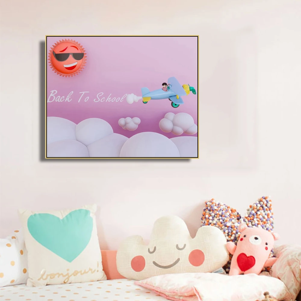 

Cassisy Canvas Art Painting Back to school Aircraft Three-dimensional Poster Wall Decor Modern Home Decoration For Living room