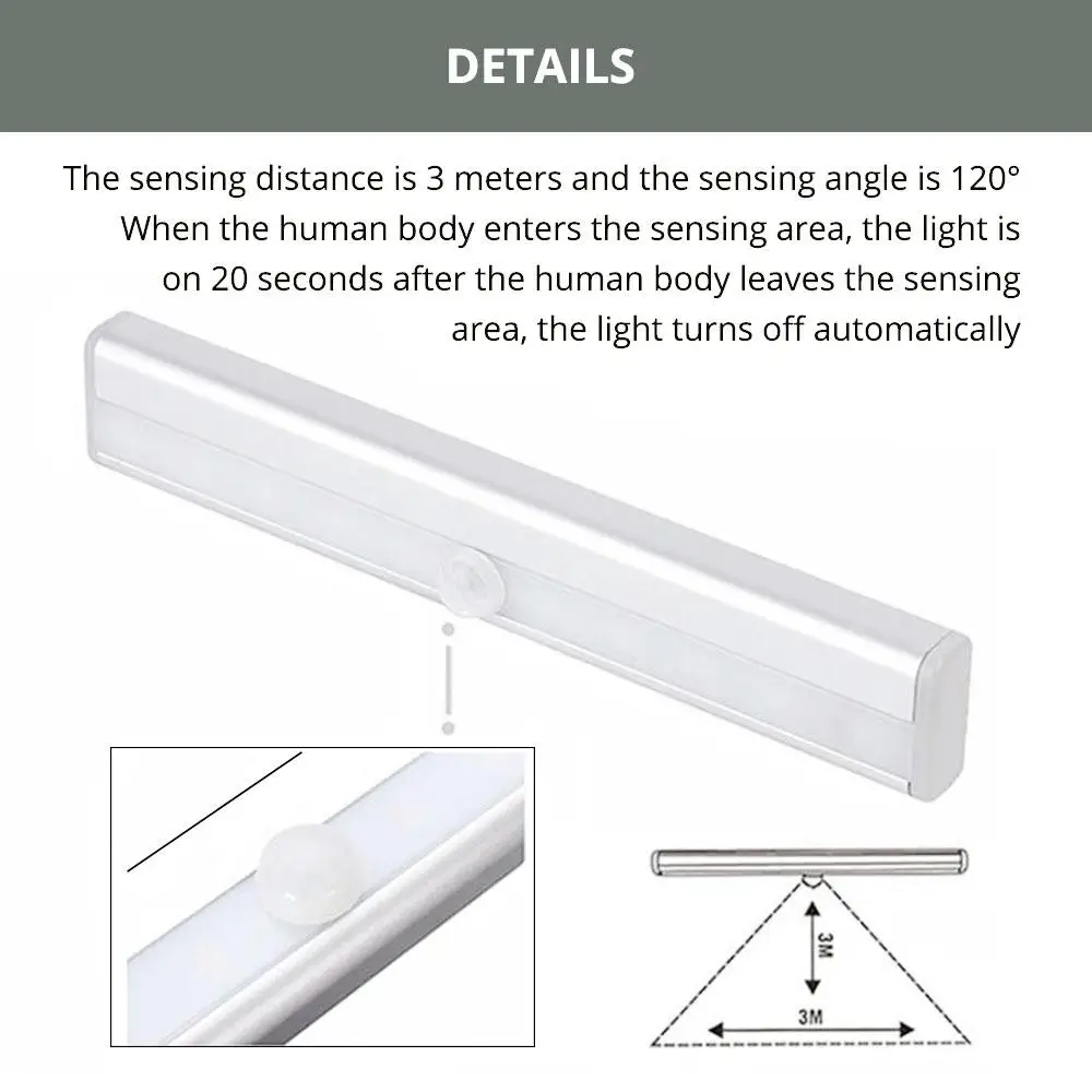 Night Lights 6/10LED PIR Motion Sensor Lamp Cupboard Wardrobe Bed Lamp Under Cabinet Night Light Smart Light Perception for Closet Stairs Led night lamp