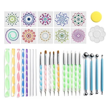 

35 PCS Mandala Dotting Kit Mandala Dotting Tools and Stencils for Painting Rocks, Nail Dotting and Art Drawing Supplies