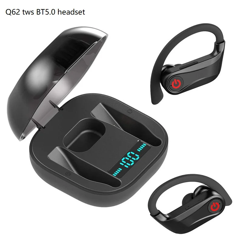 Q62 TWS Bluetooth 5.0 Earphone Stereo Wireless Earbuds Waterproof Headset with Charging Box Earphone 1