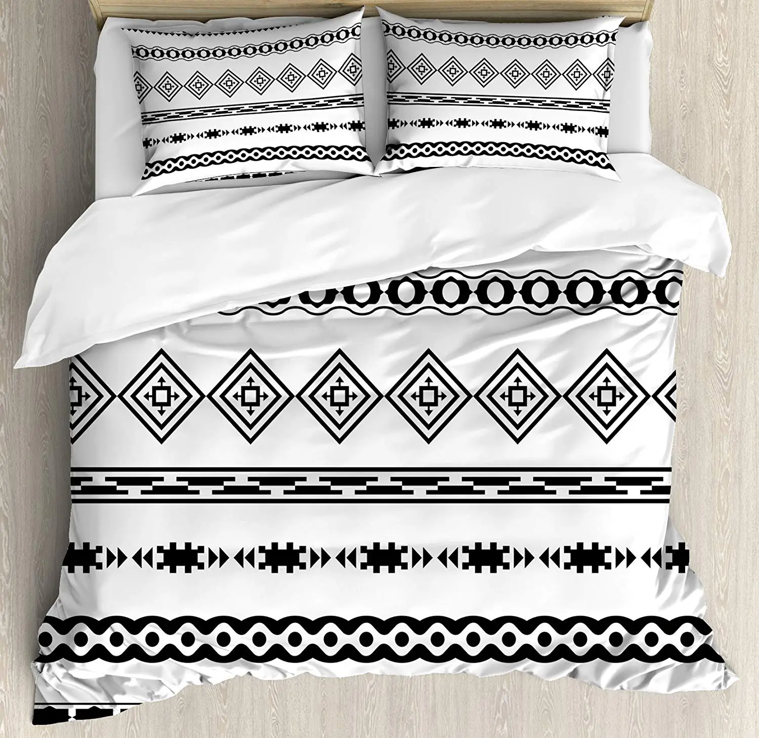 Tribal Duvet Cover Set Ethnic Abstract Geometric Forms Stripes