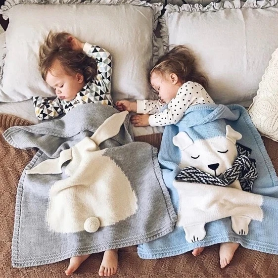 Knitted Blanket Swaddle Baby-Wrap Plaid Rabbit Infant for Kid Cartoon Bedding Lets-Make