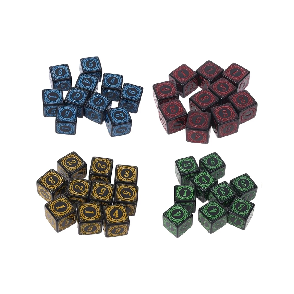 10 шт D6 многогранные цифры кубики 15 мм квадратный край 6 сторон кубик для