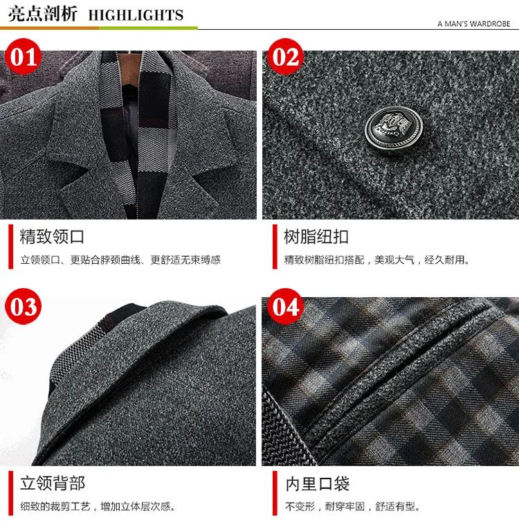 Хорошее зимнее Мужское пальто VogueWool модное деловое длинное плотное тонкое шерстяное пальто куртка Мужская Peacoat брендовая одежда