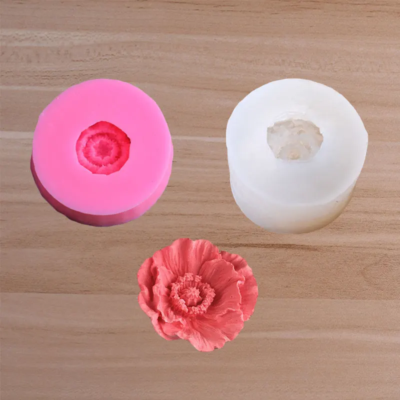 3D Flower Silicone Soap Molds Candle Molds 5.8cm Peonies Clay Mould Cake Decorating Silicone Jello Sugar Chocolate Fondant Mold