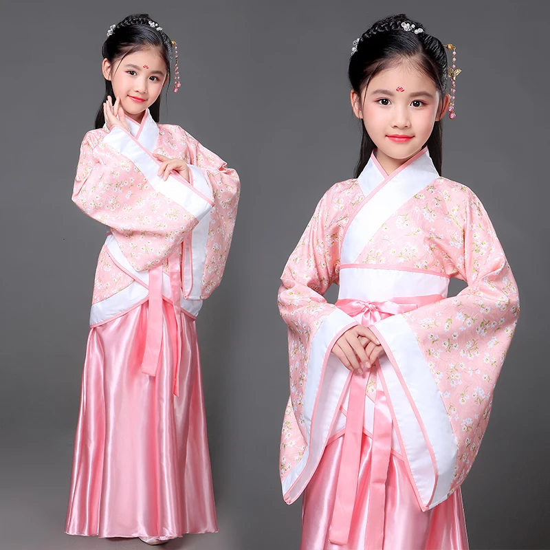 Детская традиционная Китайская древняя одежда Hanfu, женские костюмы, традиционный наряд для девочек, детское платье королевы Hanfu ханьфу национальный стиль детская аппликация для девочек традиционная китайская одежда сценическое платье танцевальная одежда янко