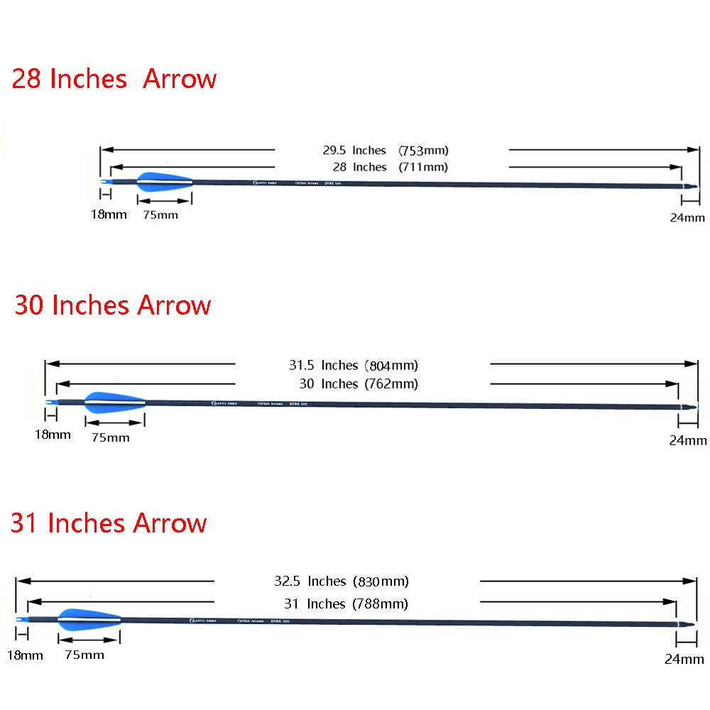 Spine 500 Carbon Arrow 28/30/31 Inch For Compound & Recurve Bow Hunting and Archery Shooting Targeting archery arrows